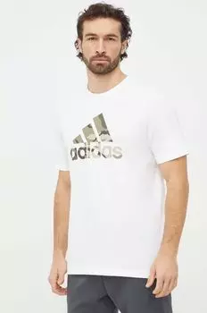Хлопковая футболка adidas, белый