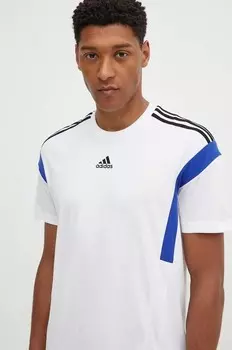 Хлопковая футболка adidas, белый
