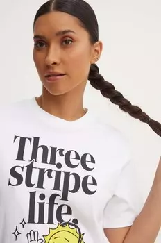 Хлопковая футболка adidas, белый