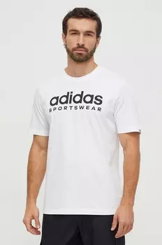 Хлопковая футболка adidas, белый