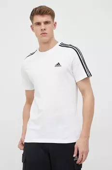 Хлопковая футболка adidas, белый