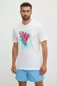 Хлопковая футболка adidas, белый