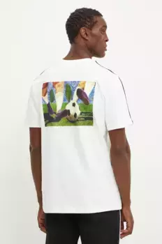 Хлопковая футболка adidas, бежевый