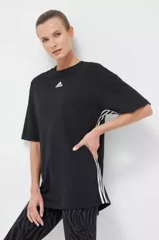 Хлопковая футболка adidas, черный