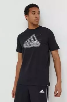 Хлопковая футболка adidas, черный