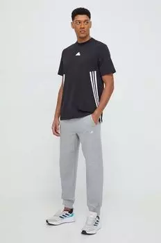 Хлопковая футболка adidas, черный