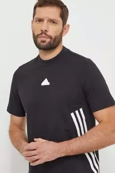 Хлопковая футболка adidas, черный