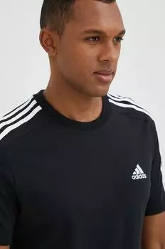 Хлопковая футболка adidas, черный