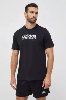 Хлопковая футболка adidas, черный
