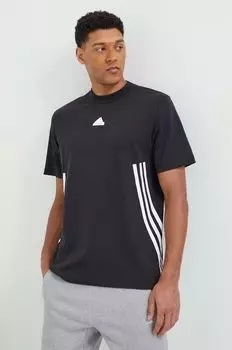 Хлопковая футболка adidas, черный