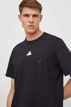 Хлопковая футболка adidas, черный