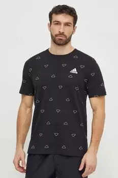 Хлопковая футболка adidas, черный