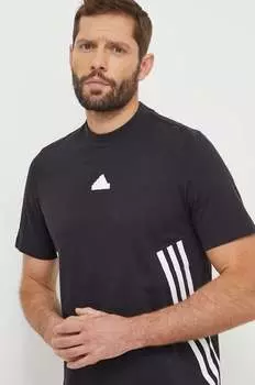 Хлопковая футболка adidas, черный