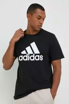 Хлопковая футболка adidas, черный