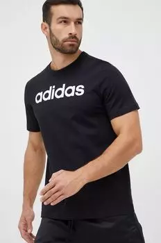 Хлопковая футболка adidas, черный