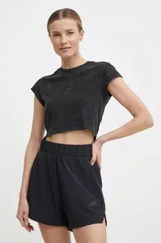 Хлопковая футболка adidas, черный