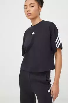 Хлопковая футболка adidas, черный