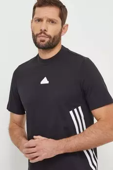 Хлопковая футболка adidas, черный