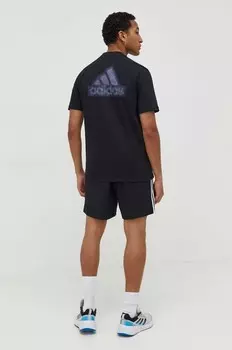 Хлопковая футболка adidas, черный