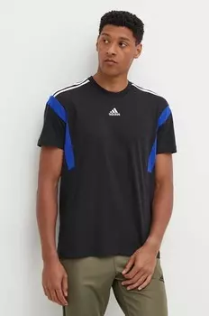 Хлопковая футболка adidas, черный