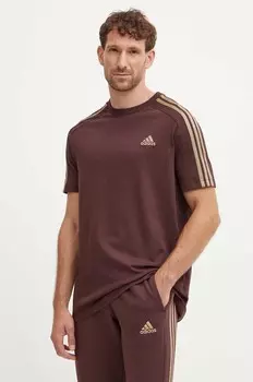 Хлопковая футболка adidas Essentials, коричневый