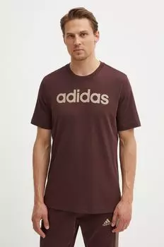 Хлопковая футболка adidas Essentials, коричневый
