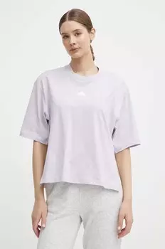 Хлопковая футболка adidas, фиолетовый