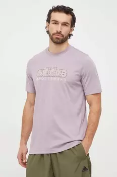 Хлопковая футболка adidas, фиолетовый