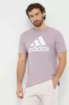 Хлопковая футболка adidas, фиолетовый