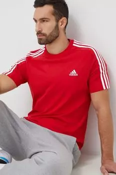 Хлопковая футболка adidas, красный