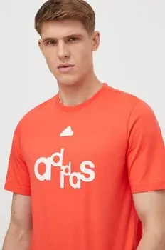Хлопковая футболка adidas, красный