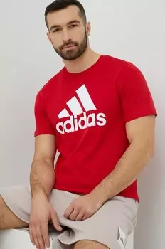 Хлопковая футболка adidas, красный