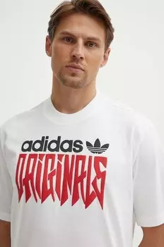 Хлопковая футболка adidas Originals, белый