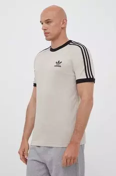 Хлопковая футболка adidas Originals, бежевый