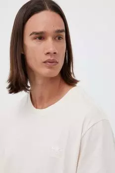 Хлопковая футболка adidas Originals, бежевый