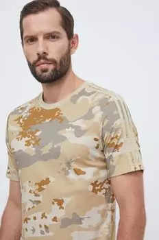 Хлопковая футболка adidas Originals, бежевый