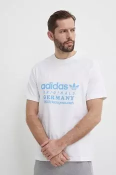Хлопковая футболка adidas Originals, бежевый
