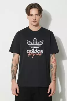 Хлопковая футболка adidas Originals, черный