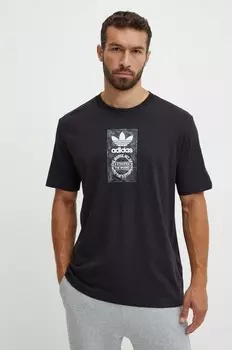 Хлопковая футболка adidas Originals, черный