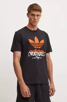 Хлопковая футболка adidas Originals, черный