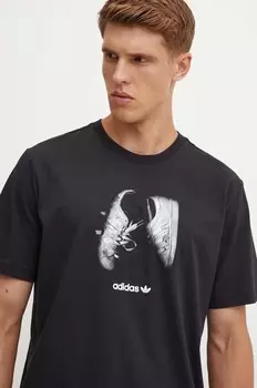 Хлопковая футболка adidas Originals, черный