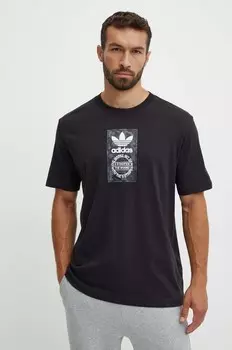 Хлопковая футболка adidas Originals, черный
