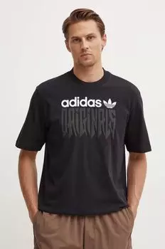 Хлопковая футболка adidas Originals, черный