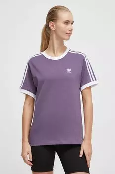Хлопковая футболка adidas Originals, фиолетовый