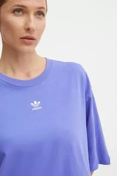Хлопковая футболка adidas Originals, фиолетовый