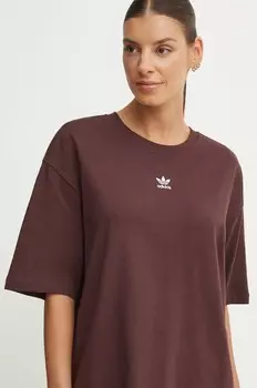 Хлопковая футболка adidas Originals, коричневый