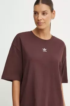 Хлопковая футболка adidas Originals, коричневый