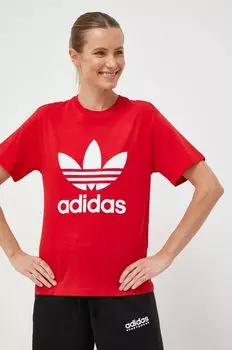 Хлопковая футболка adidas Originals, красный