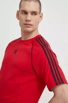Хлопковая футболка adidas Originals, красный