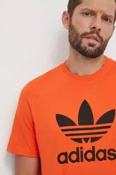 Хлопковая футболка adidas Originals, оранжевый